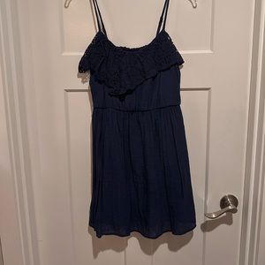 Navy blue mini dress with lace detail